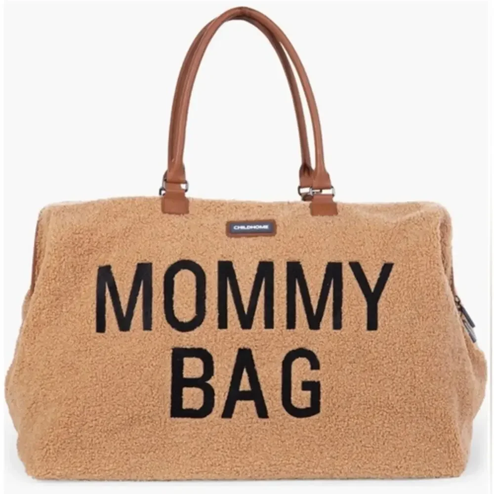 Childhome Teddy Mommy Bag Brown Fuzzy Diaper Travel Duffle NWOT